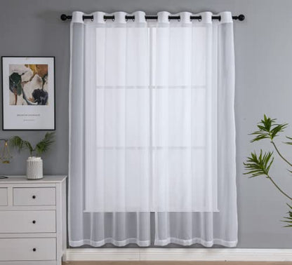 PI Sheer White Curtains 84 Inch Length, Solid Voile with Grommet Top for Living Room/Bedroom (W52 X L84 Inch, 2 Panels)… - color: Optical White, size: 52"W x 84"L (Pack of 2)