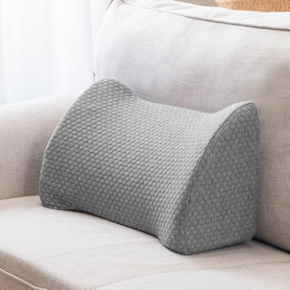 Lumbar Support Pillow Memory Foam Breathable Support for Office Chair, Car Seat, Sofa, Bed - Relieves Back, Spine, Neck Pain for Ergonomic Comfort Gray 18 * 11 * 7.5in