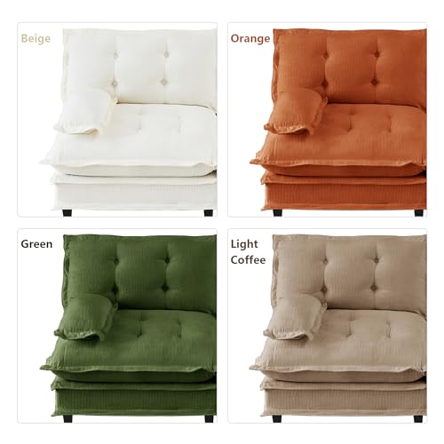 Deep Loveseat Couch with Ottomans,Modular Sectional 2 Seater Cloud Sofa with Ottoman,Tufted Chenille Double Chaise Sofas,Modern Lounger Couches for Living Room Small Spaces - color: Beige, size: 2+2