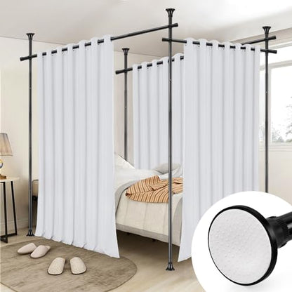 Room Divider Curtain Rod - 4-10ft(H) 28-171inch(W) Adjustable No Drilling Curtain Divider for Room Separation,Heavy Duty Floor to Ceiling Curtain Stand,Wall Divider for Space Separator Partition,Black