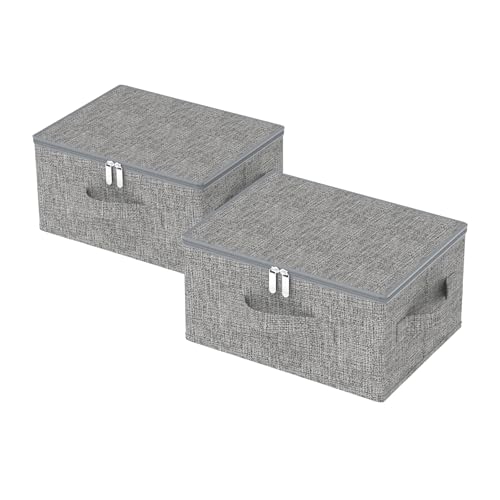 Underbed Storage Boxes with Zippers,15.7x11.8x7.8in,Grey,2 Pack | Under Bed Storage Bins with Handles,Moisture-Proof PP Board Closet Organizers,Foldable Cloth Baskets for Garment Cabinet - color: Grey, size: 15.7x11.8x7.8 in(2 Pack)