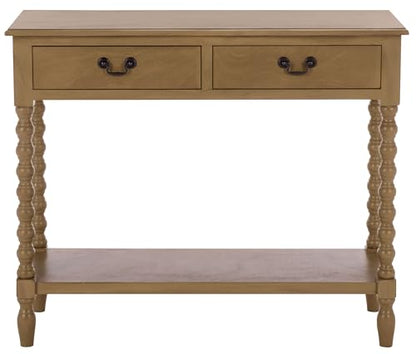 SAFAVIEH Furniture - Athena 2-Drawer Console Table - Desert Brown - Solid Wood - Farmhouse Classic Design - Ideal for Entryway, Living Room, Hallway, 35.5" W x 13" D x 29.5" H (CNS5702F) - color: Desert Brown