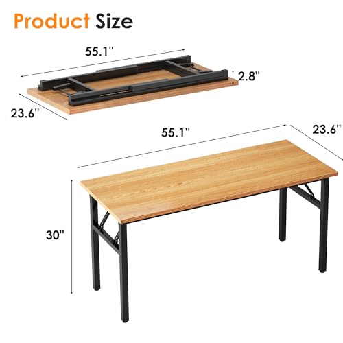 Need Computer Desk Office Desk 55 inches Folding Table Computer Table Workstation No Install Needed,Teak Black AC5BB-140X - color: Teak & Black, size: 55 inches