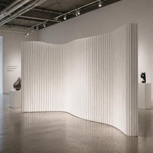 Accordion Room Divider, Folding Paper Partition Wall Divider | Freestanding Privacy Screen for Office, Commercial Layout, Home & Clothing Store, Easy to Store-White, L197in x H79in - color: White, size: 197"L x 79"H