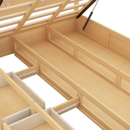 Merax Full Size Platform Bed with Underneath Storage and 2 Drawers, Wooden Lift Up Storage Bed Frame with Headboard, No Box Spring Needed