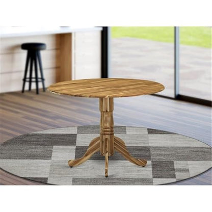 East West Furniture DLT-ANA-TP Dublin Modern Dining Table - a Round Kitchen Table Top with Dropleaf & Pedestal Base, 42x42 Inch, Natural - color: Dlt-ana-tp
