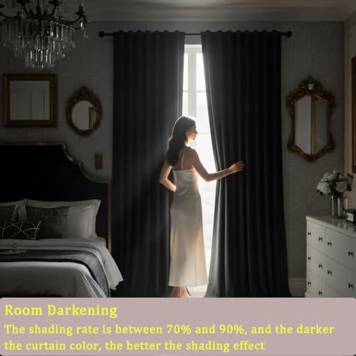 Timeper Black Velvet Curtains 72 inches 2 Panels,Blackout Curtains for Bedroom Living Room Thermal Insulated Luxury Super Soft Window Drapes,Back Tab & Rod Pocket,W52 x L72 inches - color: Black, size: 52"W x 72"L (Pack of 2)