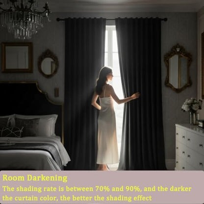 Timeper Black Velvet Curtains 72 inches 2 Panels,Blackout Curtains for Bedroom Living Room Thermal Insulated Luxury Super Soft Window Drapes,Back Tab & Rod Pocket,W52 x L72 inches - color: Black, size: 52"W x 72"L (Pack of 2)