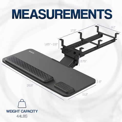 VIVO Premium Adjustable 27 x 11 inch Computer Keyboard and Mouse Platform Tray, Ergonomic Under Table Desk Mount Drawer with Padding, Black, MOUNT-KB27P-B - color: Black, size: 27 inch