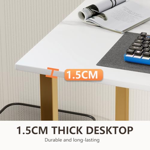 BestOffice Computer Desk,Home Office Desk, Modern Simple Style for Home Office Study Writing (Gold, 55 Inch) - color: Gold, size: 55 Inch