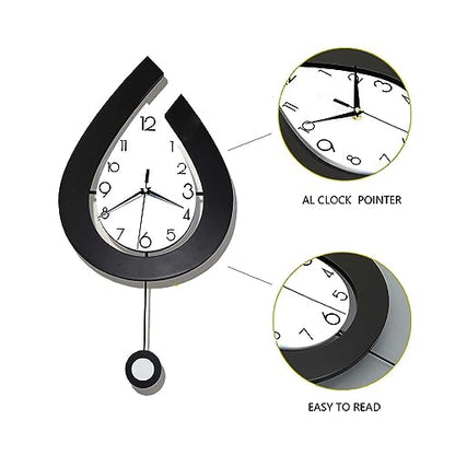 Decorative Wall Clock for Living Room Decor Large Modern Clocks | Pendulum Battery Operated for Bedroom Office Kitchen Home Small Black Silent Analog Wall Clock Non Ticking 11.8*22.4 Inch - size: 12*22 inch