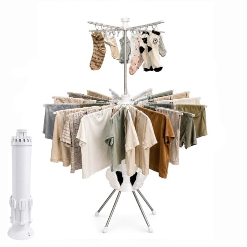 Foldable Clothes Drying Rack, Rotating Aluminum Laundry Rack, Portable Stand
