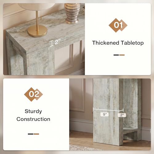 1Easylife 70.9-Inch Farmhouse Console Table, Narrow Wooden Sofa Table | Extra Long Entryway Accent Table for Living Room, Hallway, Entrance, Foyer, Distressed White - color: Distressed White