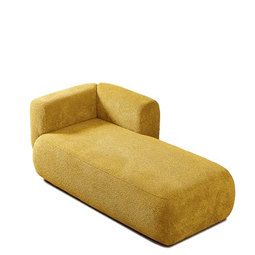 ERYE Boucle Upholstered Right Facing Chaise Lounge Indoor for Living Room Bedroom,Comfy Single Chaise Lounge Modern Leisure Recliner Sleeper Sofa Daybed, Easy Assemble - color: Yellow/R