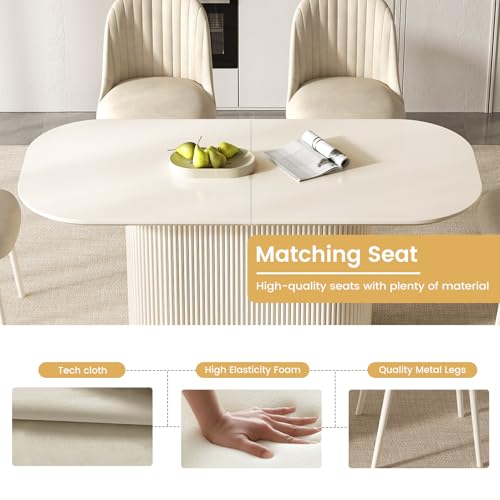 Guyii 70" White Dining Table for 6 Oval Dining Room Table 6 Seater Kichen Table Modern for Dining Room Kichen Room Breakfast Nook 39.47" Widen - size: 70”