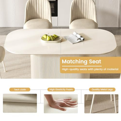 Guyii 70" White Dining Table for 6 Oval Dining Room Table 6 Seater Kichen Table Modern for Dining Room Kichen Room Breakfast Nook 39.47" Widen - size: 70”
