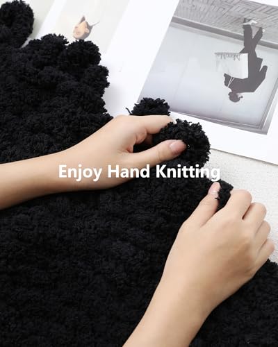Cozyful Chunky Yarn for Hand Knitting, #9 Thick Jumbo Big Chunky Yarn for Crocheting, Super Chunky Knit Blanket Yarns, Large Chunky Chenille Yarns, 8 Pack (30 yds 8 oz Each Skein), Black - color: Black