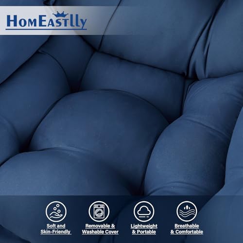 Lazy Chair with Ottoman, Soft Comfy Chair for Bedroom, Blue | Reading Accent Lounge Chair with folding Foot Stool for Living Room Dorm Apartment, sturdy metal frame - color: Royal Blue