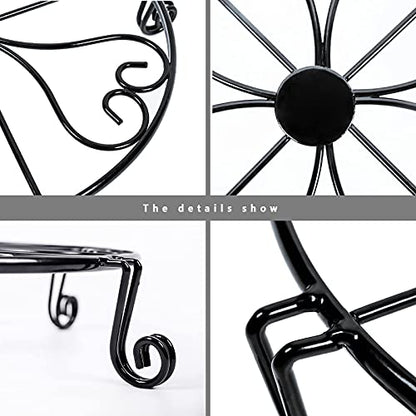 NSYOOMH 2 pack 10" Rustproof Black Metal Plant Stands Heavy Duty Plants Holder Outdoor Indoor, Round Wrought Iron Sturdy Flower Planter Pot Stand, Corner Gardening Inside Potted Plant Risers - 10Inch