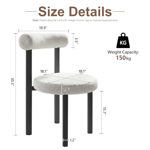 Cute Small Armless Desk Chair, Ergonomic Comfy Vanity Chairs Lumbar Support with Back for Makeup, Teddy Fabric Computer Desk Chair for Home, Bedroom, Vanity, Teens, Adults - color: Black and White