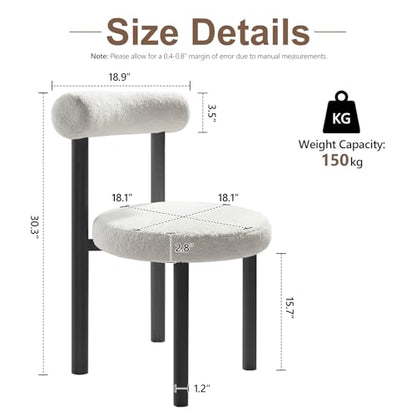Cute Small Armless Desk Chair, Ergonomic Comfy Vanity Chairs Lumbar Support with Back for Makeup, Teddy Fabric Computer Desk Chair for Home, Bedroom, Vanity, Teens, Adults - color: Black and White