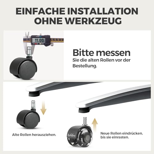 Office Chair Wheels 2" Desk Chair Caster Wheels Smooth Roller Style Quiet for Carpet and Hardwood Floors Universal Fit 11x22 mm Set of 5 Dark Grey - color: Dark Grey-2 Inch