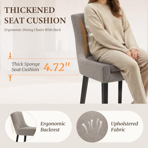 COLAMY Modern Dining Room Chairs Set of 4 with Mid Back and Wood Legs, Upholstered Kitchen Chairs for Dining Room/Living Room, Camel - color: Camel, size: Set of 4