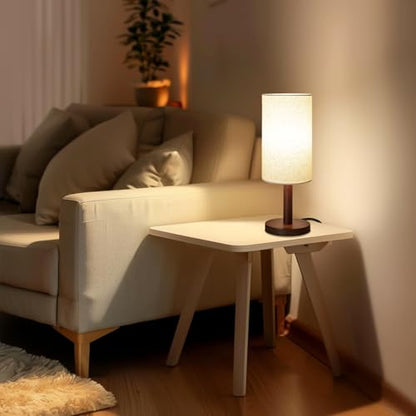 LALISU Small Table Lamp，Nightstand Lamp Wood Bedside Lamp Plug in 2Pcs | Small Bedside Lamp for Night Stands, Desk Lamps for Reading Living Room, Office (Bulb Included) (Black-Walnut Wood（2）) - color: Black-Walnut Wood（2）