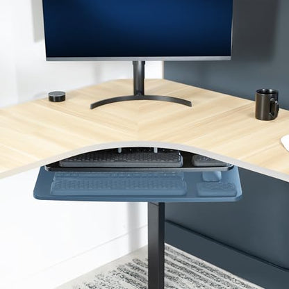 VIVO Premium Adjustable 34 x 11 inch Computer Keyboard and Mouse Platform Tray, Ergonomic Under Table Desk Mount Drawer with Padding, Black, MOUNT-KB34P-B - color: Black, size: 34 inch