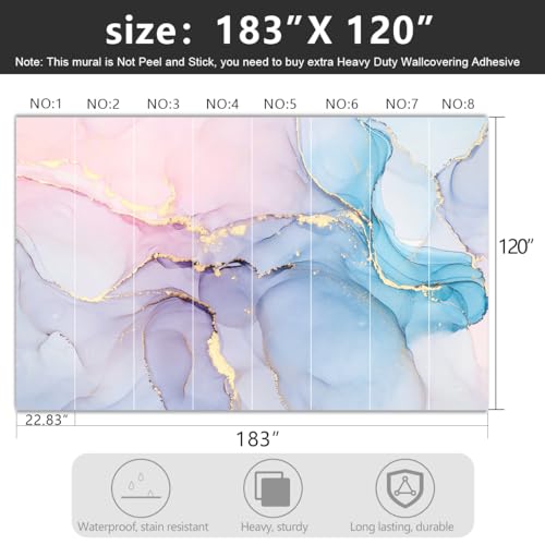 -Coloured Marbled Fabric Wallpaper Abstraction Golden Art Living Room Bedroom Bathroom Wall Mural- 183"x120"（ not Peel and Stick） - color: Marble 01, size: 183" x 120"