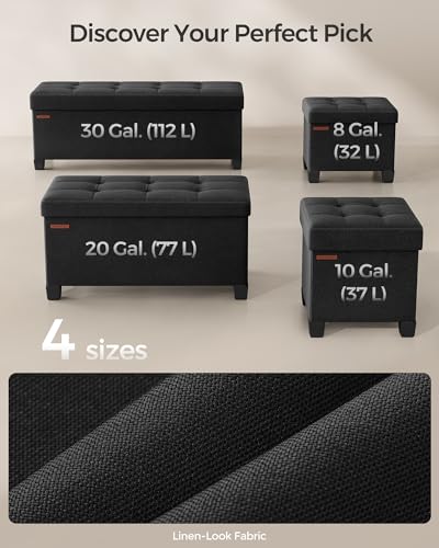 SONGMICS Storage Ottoman Bench, Foldable Foot Rest with Legs, 15 x 43 x 15.7 Inches, End of Bed Bench, Storage Chest, Load up to 660 lb, for Living Room, Bedroom, Entryway, Ink Black ULSF018B01 - color: Ink Black, style: without Flipping Lid