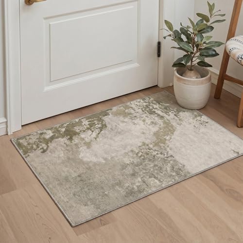 BEIMO 5X7 Modern Abstract Area Rug, Washable Non Slip Soft Living Room Rug | Artistic Rug in Dusty Beige, Soft Faux Wool Rug for Bedroom and Dining Room, Non-Shedding, Easy Care, Lightweight, Low Pile - color: Dusty Beige, size: 5' x 7' (Rectangular)