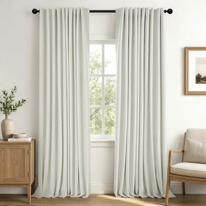MIULEE Linen Textured 100% Blackout Curtains 94" Long White Backing Birch | Total Black Out, Thermal Insulated, Heat and Light Blocking, Back Tab&Rod Pocket, Heavy Duty, Thick, Linen Look, Bedroom - color: Birch, size: 40"W x 94"L (Pack of 2)