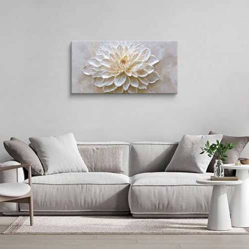 Modern Wall Art Prints Neutral Tone Elegant Floral Bloom Canvas Wall Art Decor For Living Room Aesthetic Home Wall Decor White Flower Wall Decor Pictures For Bedroom Office Apartment Artwork For Walls 20" X 40" - color: LAI-13B, size: 40"L x 20"W