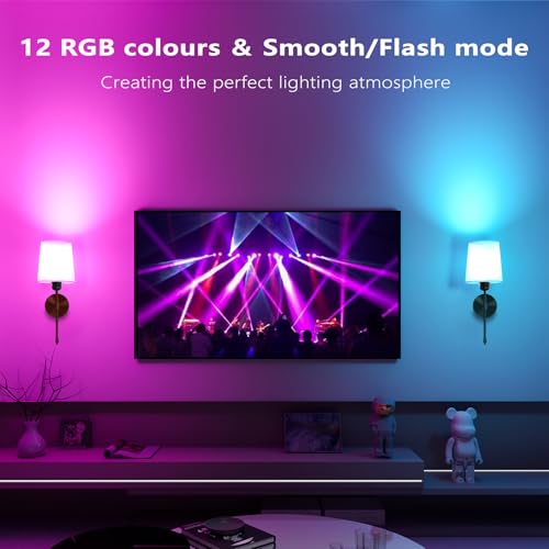 Battery Operated Wall Sconces Set of 2, Wireless Rechargeable Dimmable Wall Light with 5600mAh RGB Bulb and Remote for Bedroom, Living Room, Hallway, Black, 19in - color: Black, size: 19 Inch Set of 2