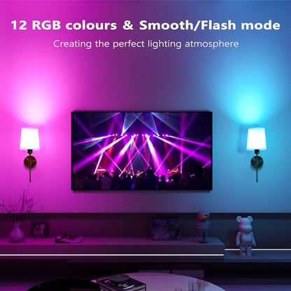 Battery Operated Wall Sconces Set of 2, Wireless Rechargeable Dimmable Wall Light with 5600mAh RGB Bulb and Remote for Bedroom, Living Room, Hallway, Black, 19in - color: Black, size: 19 Inch Set of 2