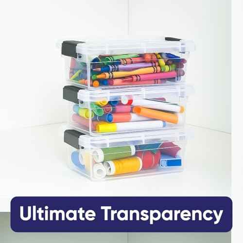 Superio Mini Storage Container Plastic Crayon Box Art Supplies and Sewing Case Stackable Clear Small Organizer for Beads, Stationery, Chalk, and Food, 0.7 Quart, 6 Pack - size: 0.7 Quarts, style: 6 Pack