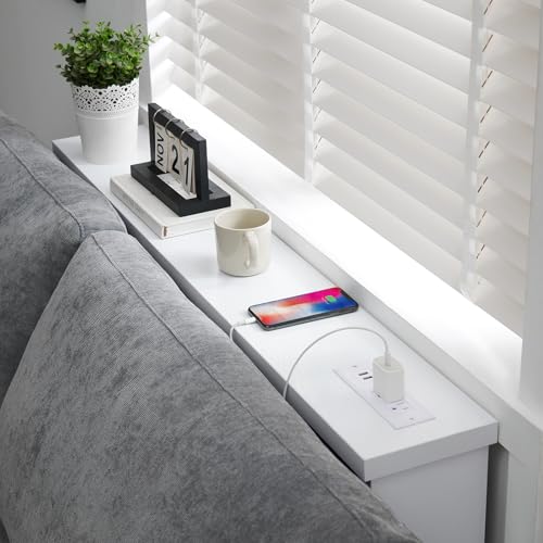 ZGREN Narrow Sofa Table with Outlet and USB Port, Behind Couch Table Skinny Console Table with Charging Station Thin and Long Slim Entryway Table for Living Room, Hallway, Entry Hall, Foyer, White - color: White