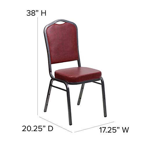 Flash Furniture Hercules Vinyl Crown Back Stackable Banquet Chair, Burgundy | Silver Vein Frame, Vinyl Upholstery - color: Burgundy Vinyl/Silver Vein Frame, size: Set of 1