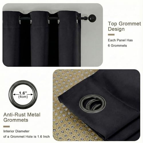 100% Blackout Curtains for Bedroom - Luxury Grommet Thermal Blackout Curtains, Thick Drapes Full Light Blocking Energy Saving, Black, 2 Panels, 2x40Wx78L Inches - color: Black, size: 40"W x 78"L (Pack of 2)