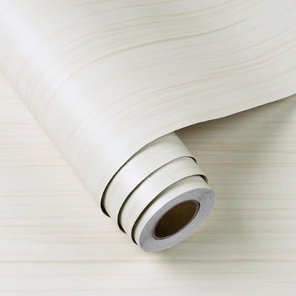 FunStick Thick Beige White Wood Contact Paper for Countertops Cabinets Waterproof Removable White Wood Wallpaper Peel and Stick Countertops Wood Grain Contact Paper for Desk Kitchen Drawers 12"x200" - size: 200" x 12"