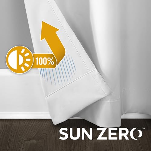 Sun Zero Columbia 2-Pack Thermal Energy Saving 100% Blackout Grommet Curtain Panel Pair, 50" x 63", White - color: White, size: 50"W x 63"L (Pack of 2)