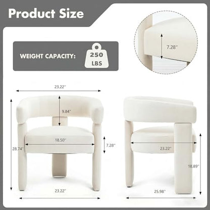 Modern Barrel Dining Chairs Set of 4 Upholstered Accent Kitchen Chair with Arms Comfy Velvet Armchairs for Kitchen Dining Room Living Room, Beige - color: Beige, size: Set of 4