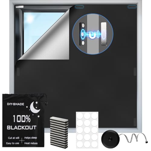 100% Magnetic Black Out Window Cover 𝟏𝟏𝟖" 𝐱 𝟓𝟖" Blackout Blinds No Drill, Portable Black Out Shades Blackout Curtains for Bedroom,RV,Nursery,Media Room with Strong Magnets - color: 118" X 58"