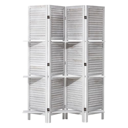 VEVOR Wood Room Divider, 4 Panel Wood Folding Privacy Screen, 66.9 Inches Tall Indoor Louvered Partition Divider, Portable Decoration Screen, for Room Separation, Home, Office, Restaurant & Bedroom