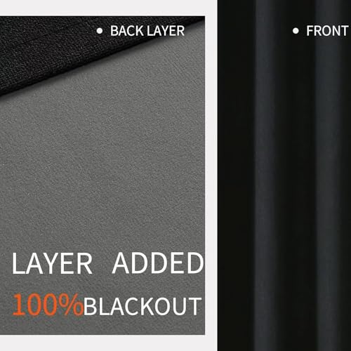 Joydeco Black Blackout Curtains 90 Inches Long, Curtains 90 Inch Length 1 Panel for Bedroom, Thermal Insulated Linen Black Out Curtains with Grommets(100x90, Black) - color: Black, size: 100"W x 90"L (Pack of 1)
