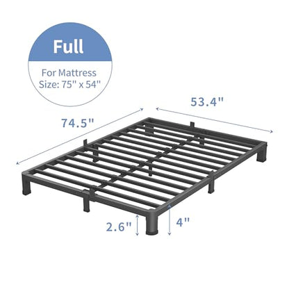 VIPSHOW 4 Inch Full Bed Frame with Round Corners No Box Spring Needed | 3500lbs Heavy Duty, 4 mattress stoppers, Noise-free, Easy assembly & anti-slip rubber covers, Kid & pet friendly - size: Full, style: 4 Inch