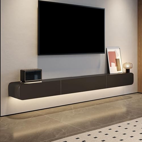 Solid Wood Floating TV Stand Wall Mounted, Black, 55" Wall Mounted Entertainment Center Console, Hanging tv Media Shelf for Living Room, Bedroom (DSGBLACK-B, 55IN) - color: Dsgblack-b, size: 55IN