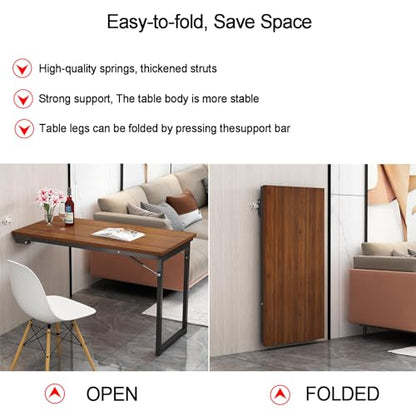 39.4"x19.7" Wall Mounted Folding Dining Table Laundry Folding Table, Fold Down Desk for Small Saving Spaces Floating Desk for Kitchen & Dining, Work Bench (Gray, 39.4"x19.7") - size: 39.4"x19.7"