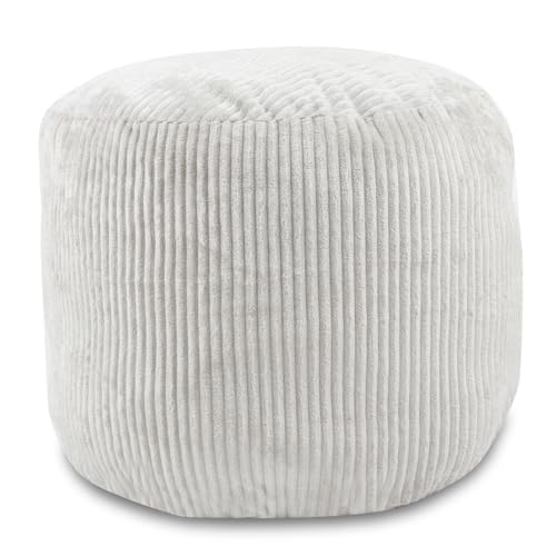 Sexysamba Round Corduroy Pouf Cover Only, 20"x 16" Unstuffed Decorative Ottoman Foot Stool Rest, Washable Storage Bean Bag Chair Floor Pouf Covers for Living Room Bedroom, Grey - color: Grey-round